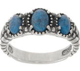 American West Sterling Silver Three Turquoise Friendship Ring, Size 7